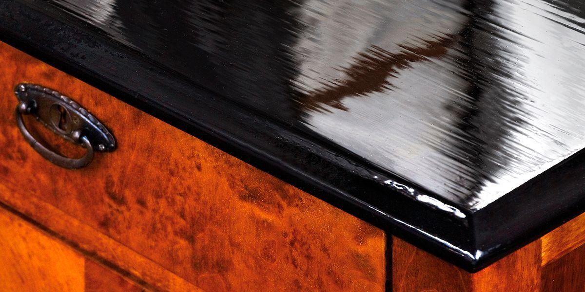 painted glossy black surface