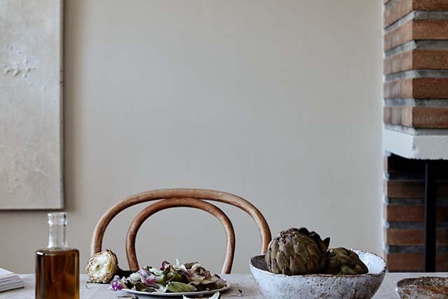 beige colour dinning area wall