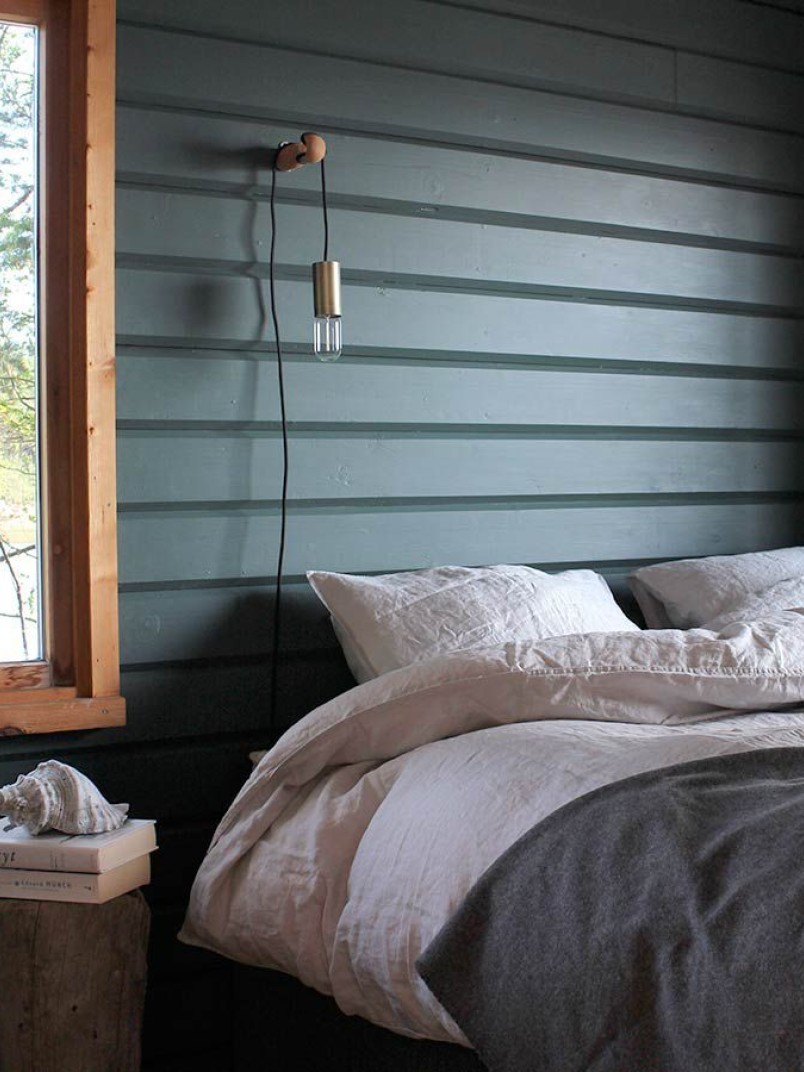 Painted green bedroom wall