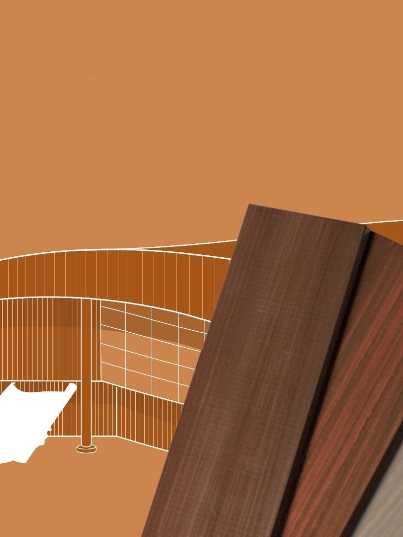 Architects looking at a wooden building