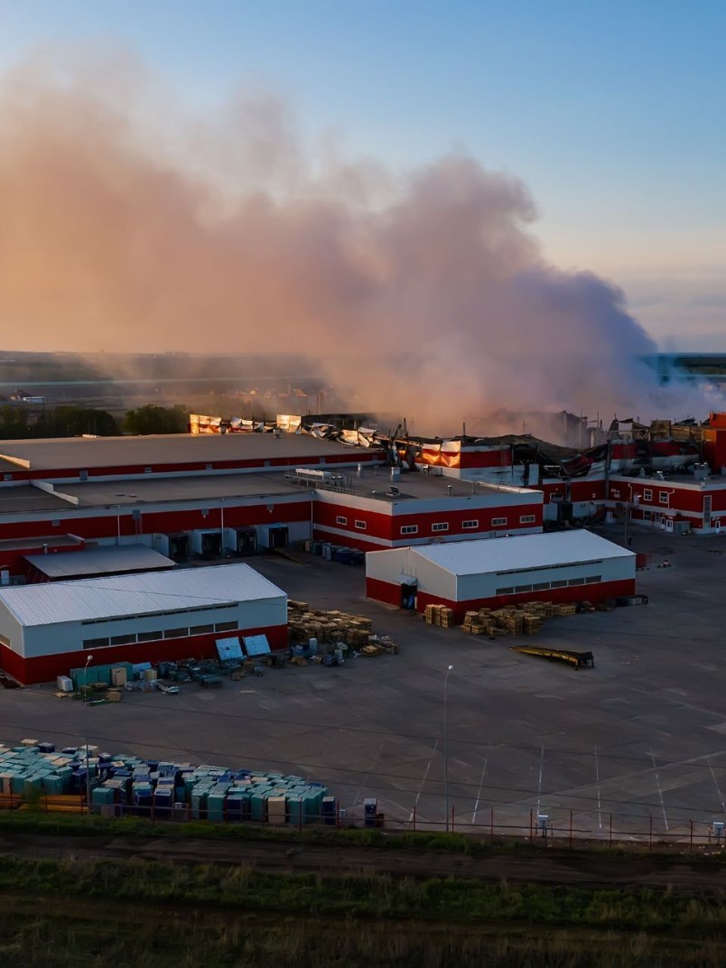 Large warehouse on fire