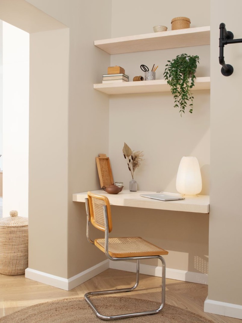 bohemian style home office with beige colour X459