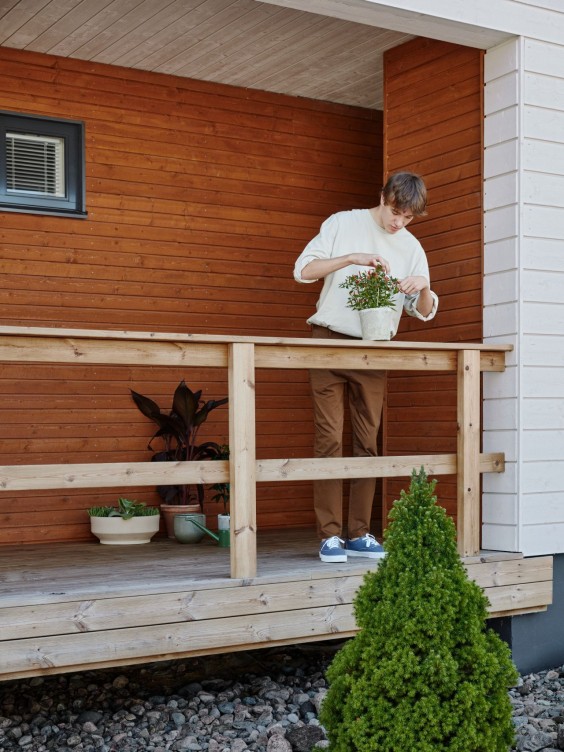 White house with accent wall