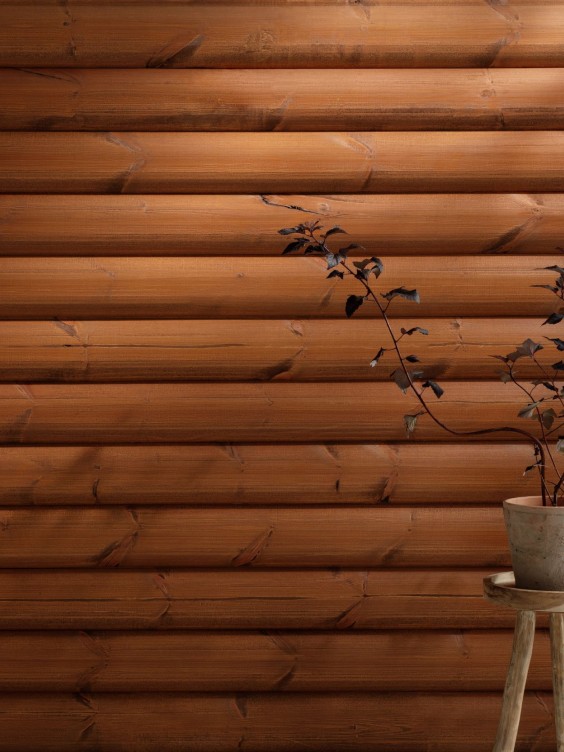 Brown colour log house wall