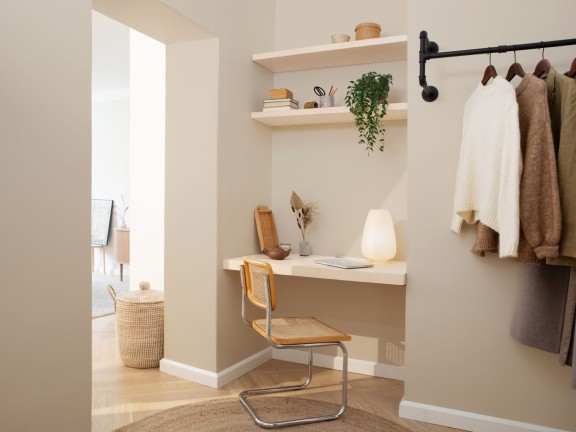 beige colour wall for home office