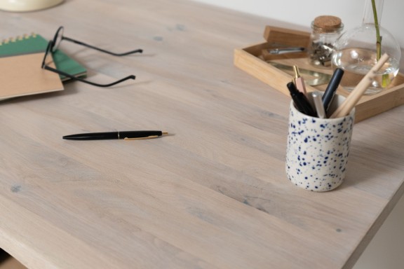 work desk treated with furniture wax