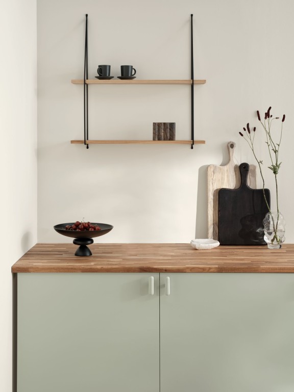 wooden kitchen cabinet and shelf
