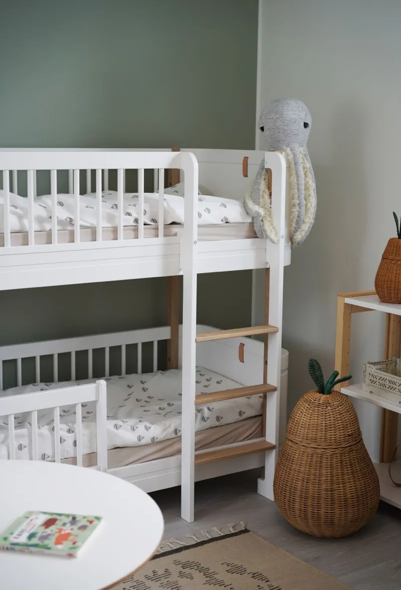 kids room with green colour wall 