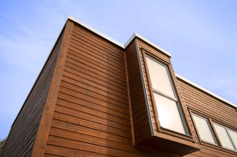 Wooden house with windows