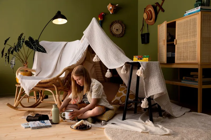 kid's room interior in green 